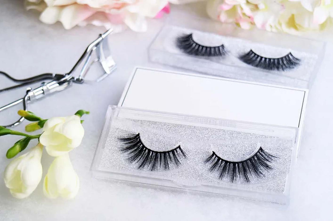 A pair of mink eyelashes on the table